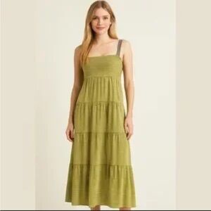 Max Studio Olive Tiered Midi Dress